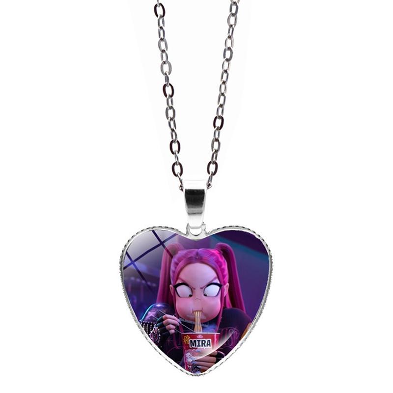 Kpop Demon Hunters Heart Necklace - Rumi Zoey Mira Anime Film Alloy Jewelry Pendant For Fans Gifts