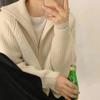 Wool Zipper Cardigan Padded Shoulder Stand Collar Women's Cashmere Knitted Coat