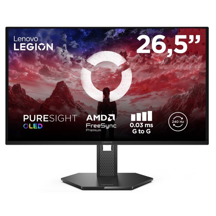 GAMING PC MONITOR LENOVO Legion 27Q-10 - 26.5 - QHD - 240Hz - QD-OLED Panel - 0.03ms - Height-Adjustable Stand