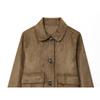 Fashionable Women's Lapel Long-sleeved Suede Textured Jacket Coat For Women