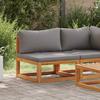 Modular Center Sofa with Dark Gray Cushions Solid Acacia Wood