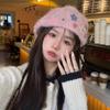 Sweet and Cool Rabbit Fur Beret Female Face Small Autumn and Winter New Fashion Flowers Cute Anti-wearing Forward Hat Tide