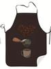 An Apron with a Coffee Pattern Is Suitable for Handicrafts, Baking and Kitchen Cleaning, and Is a Perfect Holiday Gift.