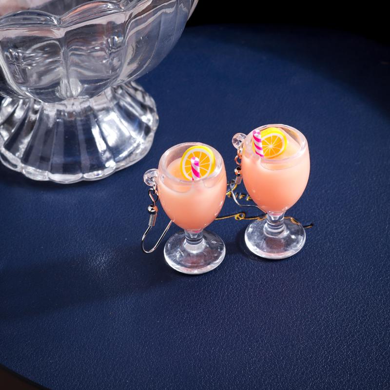 Fashion Resin 3D Drink Cup Drop Earrings for Women Girl Beer Milk Tea Ice Cream Dangle Earrings Jewelry Gift