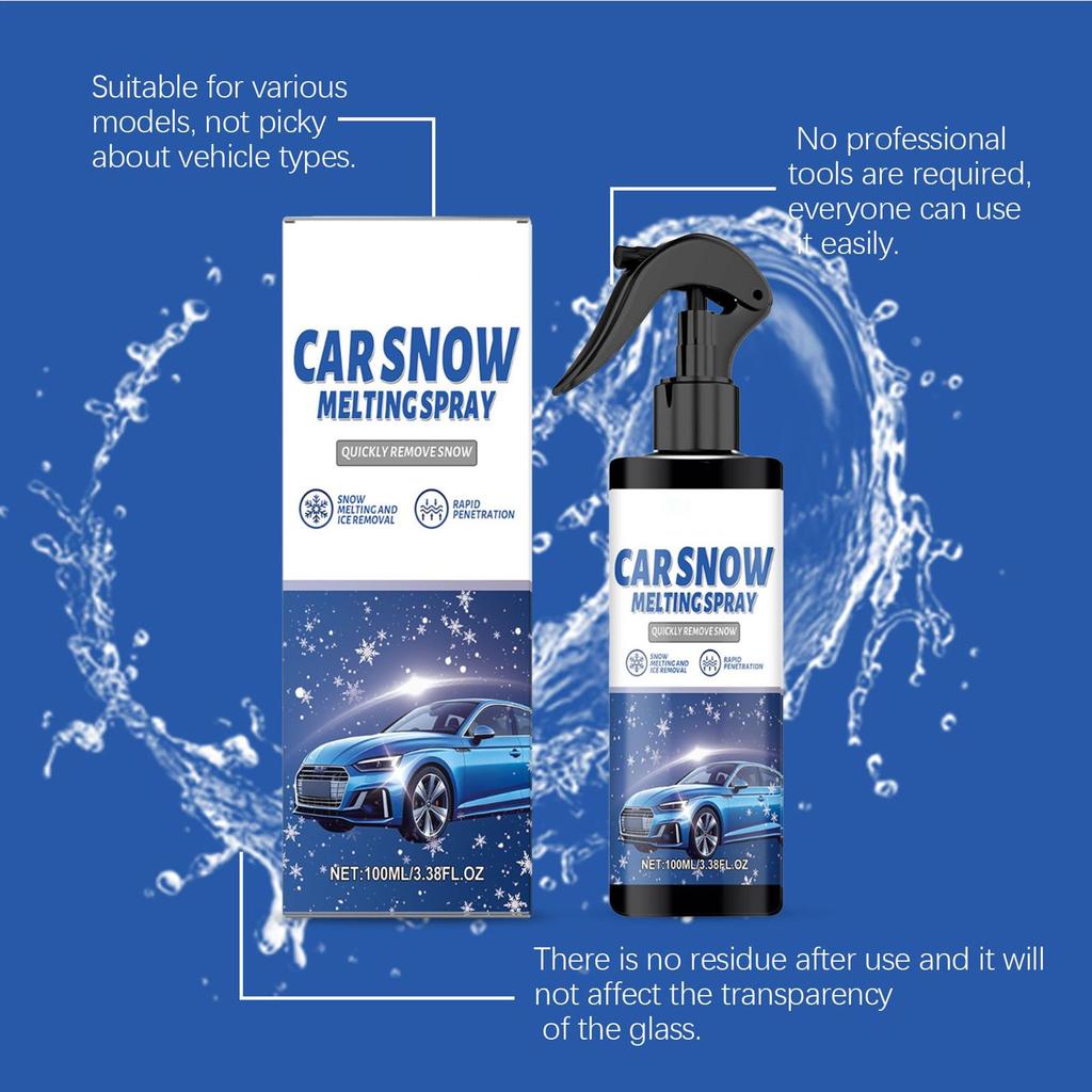 100ml Fast-Acting Car Deicer Spray Melts Ice & Frost on Windshield Instantly Safe for All Vehicles in Winter Morning & Travel