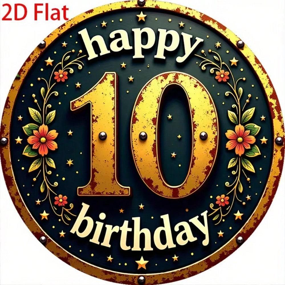 

Vintage 10 Years Metal Wall Sign, Round Round Home Decor