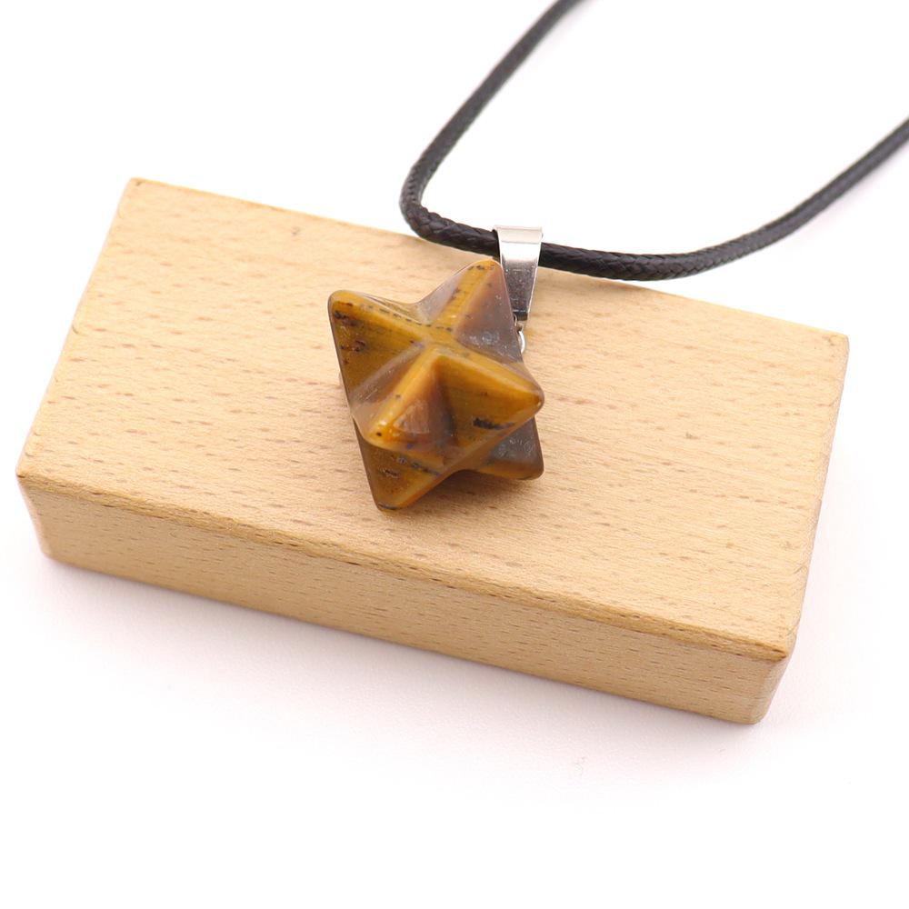 Large Agate Crystal Pendant: 24mm Kabbalah Star with Amethyst & Rose Quartz Hexagram Necklace.