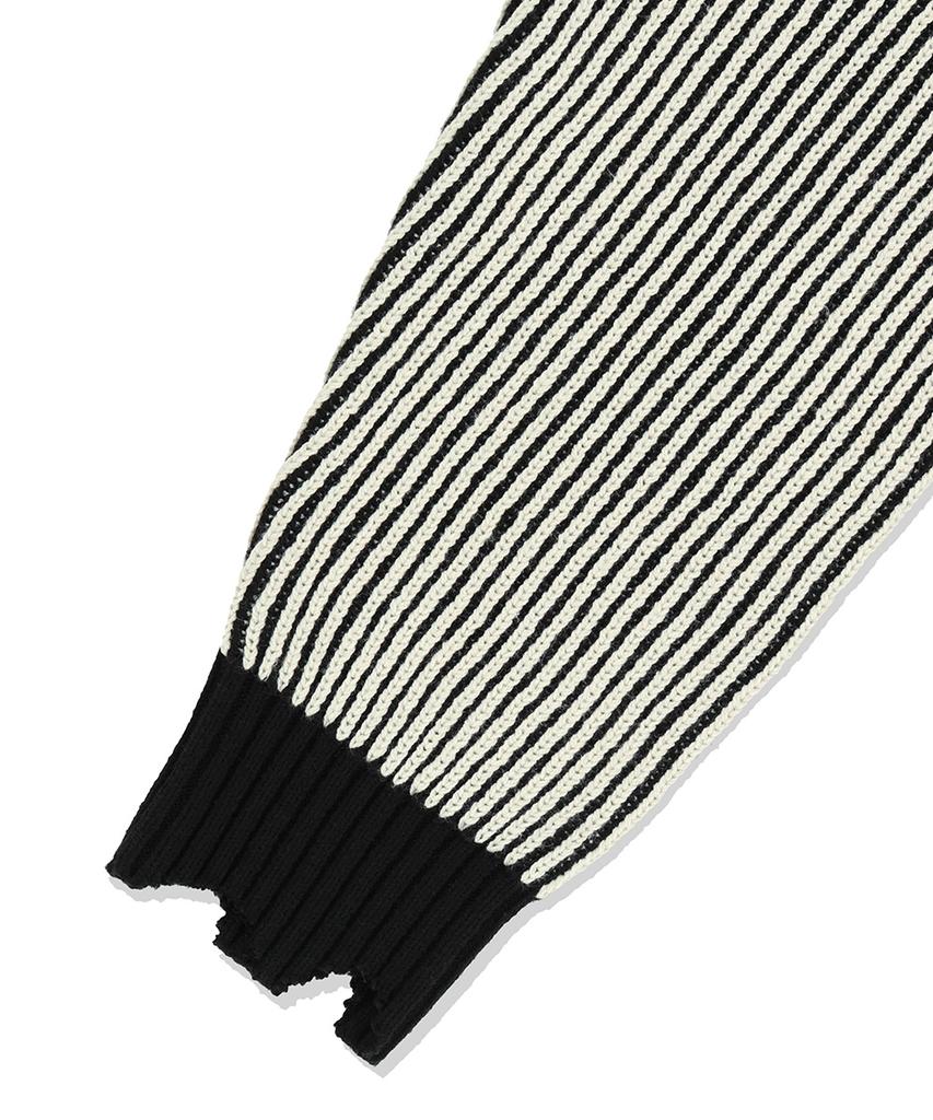 MAHAGRID Cutting Contrast Half Zip-Up Knit Ivory(Mg2Efmk641A)