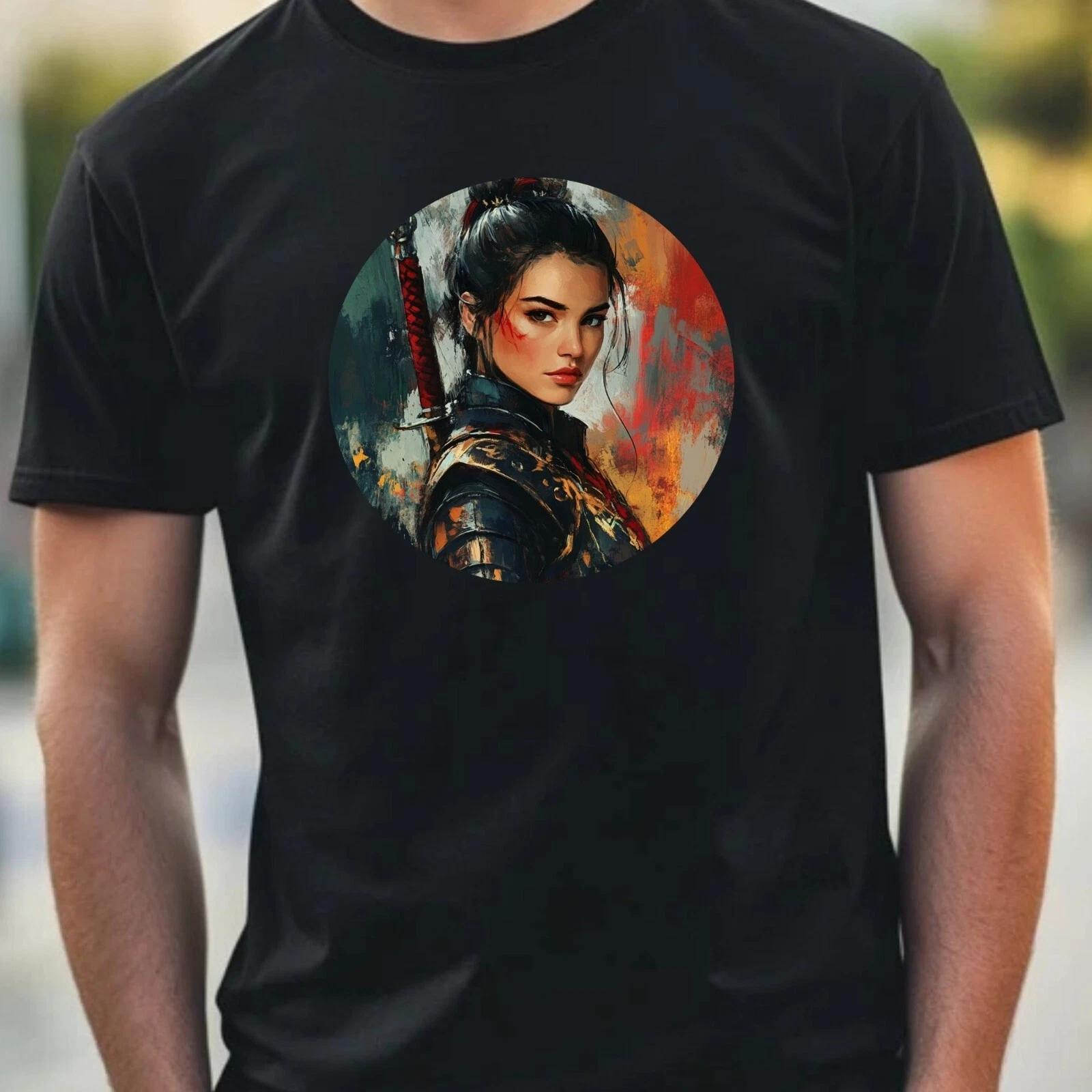 T-Shirt Herren Kriegerin Portrait Motiv Baumwolle Größe XS bis 5XL XXL