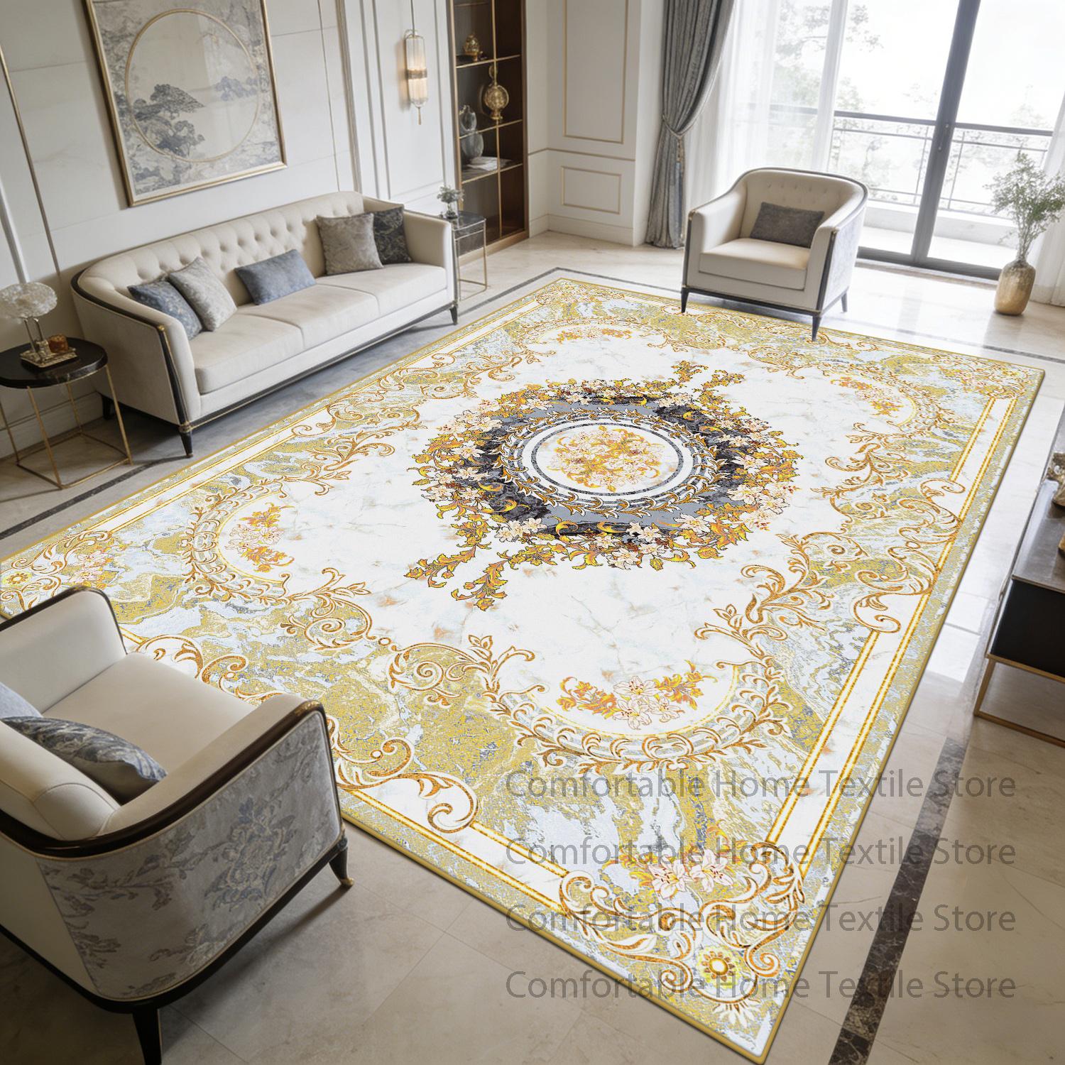 

Light Toned European Luxury Living Room Carpet Store Decoration Fluffy Non-slip Rug Stain Resistant Short Velvet Soft Floor Mats 60x90cm