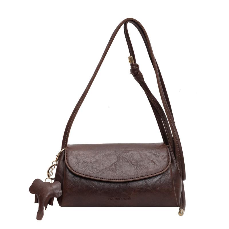 

Single-shoulder Bag Women Retro PU Simple and Versatile Crossbody Bags, Lychee Texture Casual Commuting Quality Bag кофейный