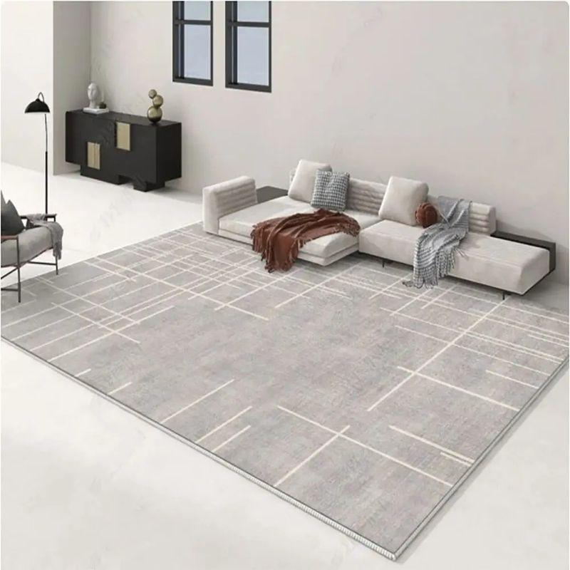 Light Gray White Striped Large Rug Non Slip Machine Washable Living Room Sofa Coffee Table Area Rug Home Decor