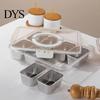 Compartment Snack Box for Office Lunch Snackle Container, Stainless Steel Divided Serving Tray with Lid & Handle, 8 Large Compartments Fruit