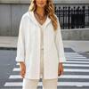 Women's Loose Fit Hooded Cargo Jacket Long Sleeve Color Mid Length Drawstring Shirt Jacket