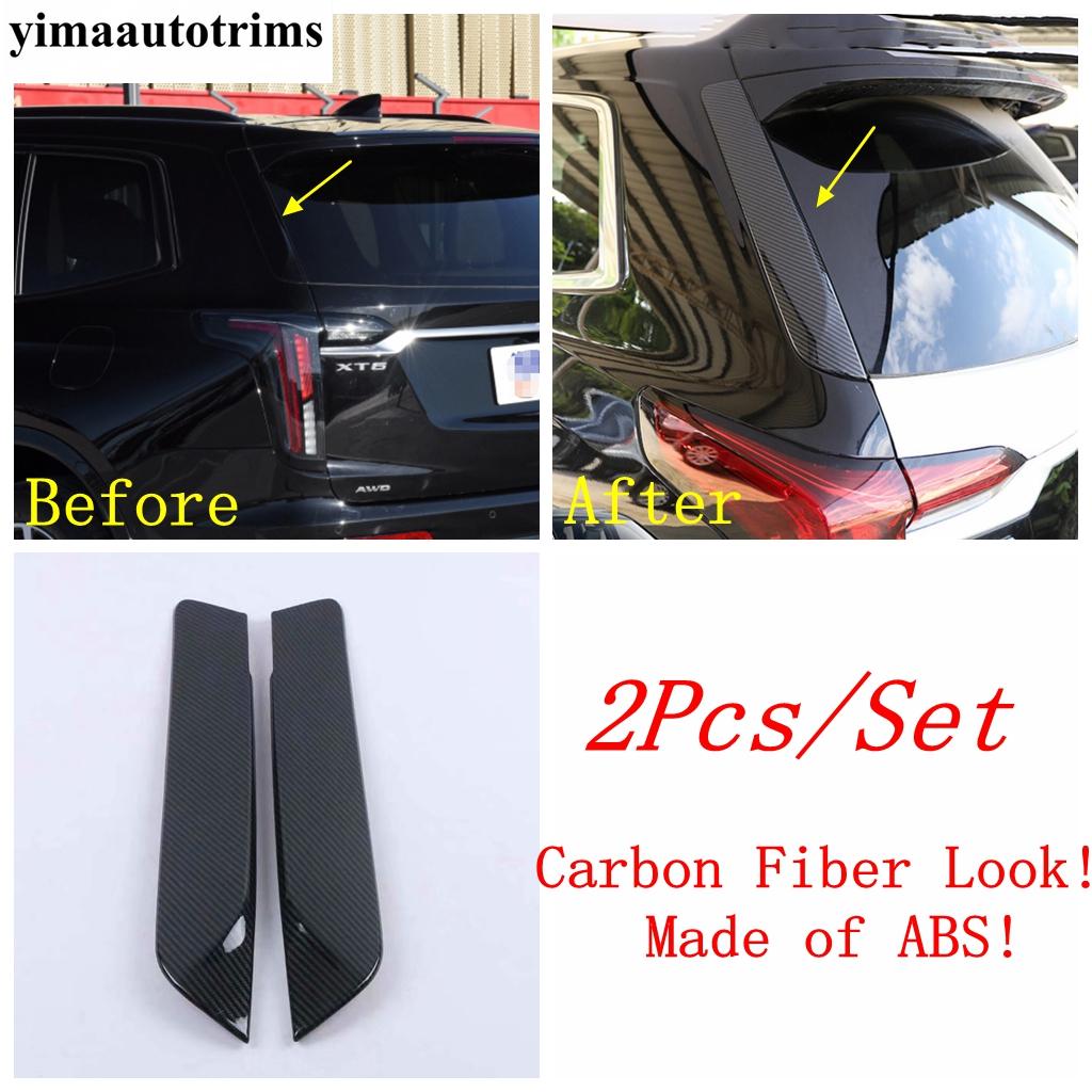 Rear Window Panel Sequ / Rearview Mirror Rubbing Strip Cover Trim ABS Carbon Fiber Accessories For Cadillac XT6  -