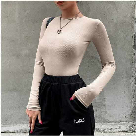 2021 Winter Women's Slim Long Sleeve Round Neck Bodysuit