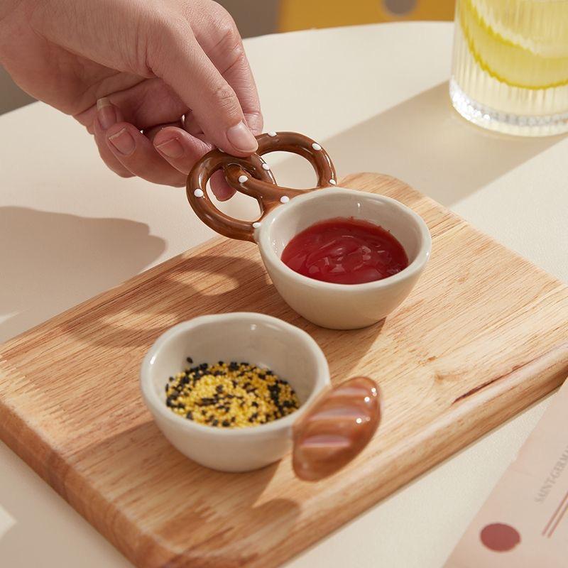 Cute Bakery-Themed Ceramic Small Dish – Baguette and Bread Plate for Restaurant or Home Use