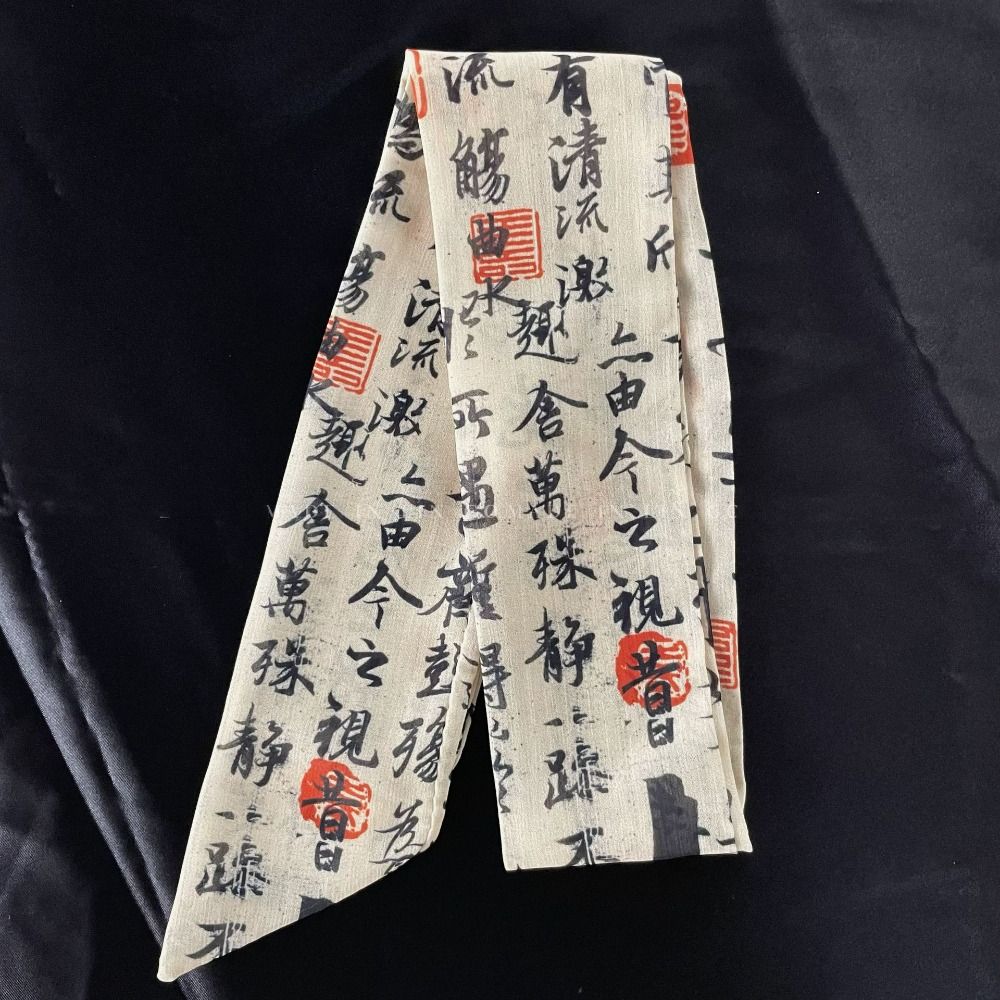 Ribbon Headband Long Scarf Pink Scarf Hair Band All-match Printed Scarf  Female