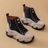 High-top Inner Heightening Women's Shoes, Wedge-heeled Short Boots, Casual Spring and Autumn Waterproof Non-slip Women's Boots
