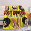 1PC Happy Burger Shop Print FlAannel Blanket, High quality Comfortable for All Seasons, Home Decor, Warmth and Comfort