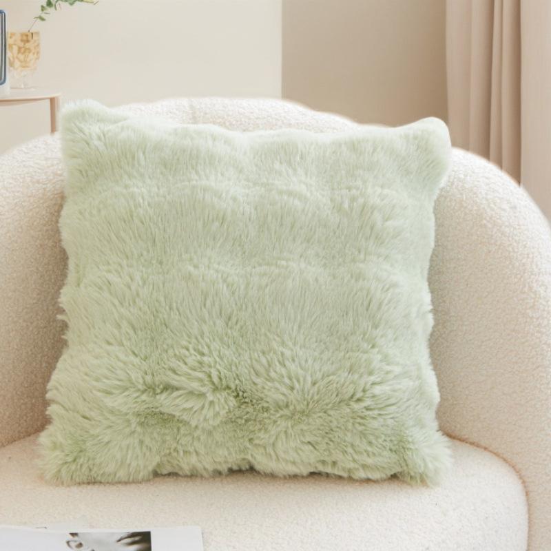 2pcs Plush Faux Rabbit Fur Pillowcases - Soft, Zippered, for Sofa & Living Room Decor, Ideal for Office and Holiday Party Enhancements