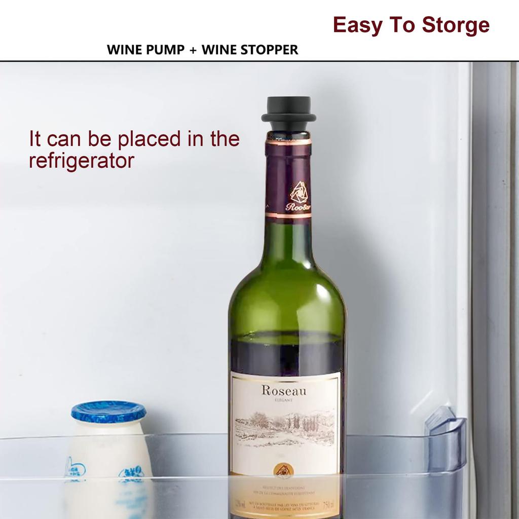 Wine Saver Pump Vacuum Wine Bottle Stoppers with Food Grade Silicone Leak Proof Keep Fresh Suitable for All Standard Wine Bottle