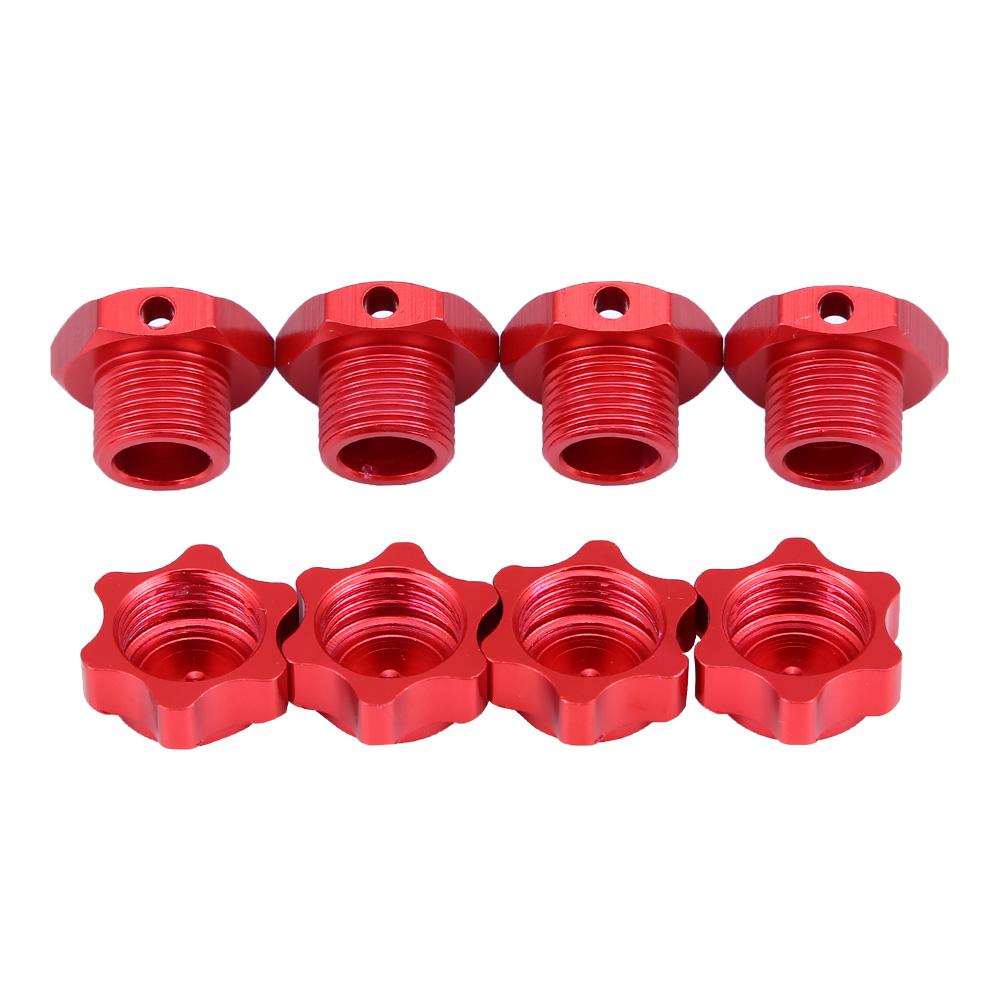 17mm Wheel Hex Hubs Adapter Nut Anti Dust Cover for HSP HOBAO TEAM C 1 8 RC Car (Red)