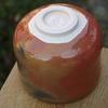 Red raku tube bowl Yoraku