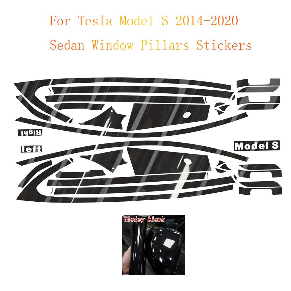 

Для Tesla Model S 2014-2020 Седан Вікна Хромований Декор Чорний Блискучий Стовпчики ABC Глянцеві Чорні Наліпки