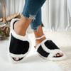 Mode Damen Flauschige Hausschuhe Outdoor Slip Warme Pantoletten Damen 2025 Neu Fellige Zehenfreie Indoor-Hausschuhe Weich Plüsch Gemütlich Uni Hausschuhe