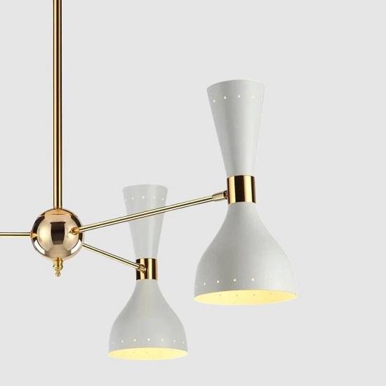 Mid Century Chandelier  3 Arm Stilnovo Light Fixture  Modern Brass Ceiling Lamp