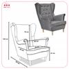 Diana Scandinavian Family Furniture Wing Chair, Light Gray Ash PRO
