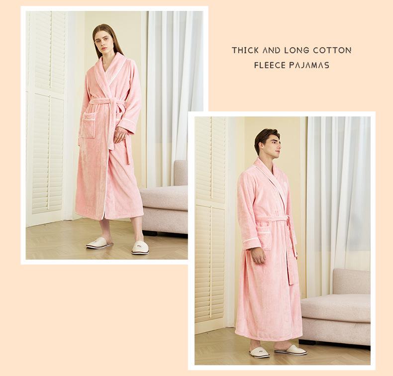 Herr- och dambadrock i plusstorlek, tjock flanellbadrock med enkel kant