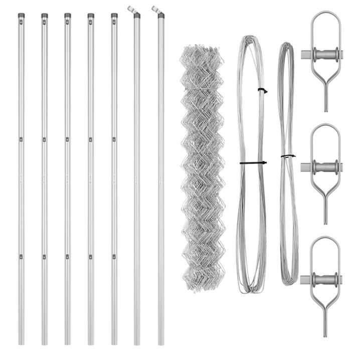 VidaXL Clôture en fil de fer avec 7 poteaux 1.4x10 m Acier galvanisé 3351135