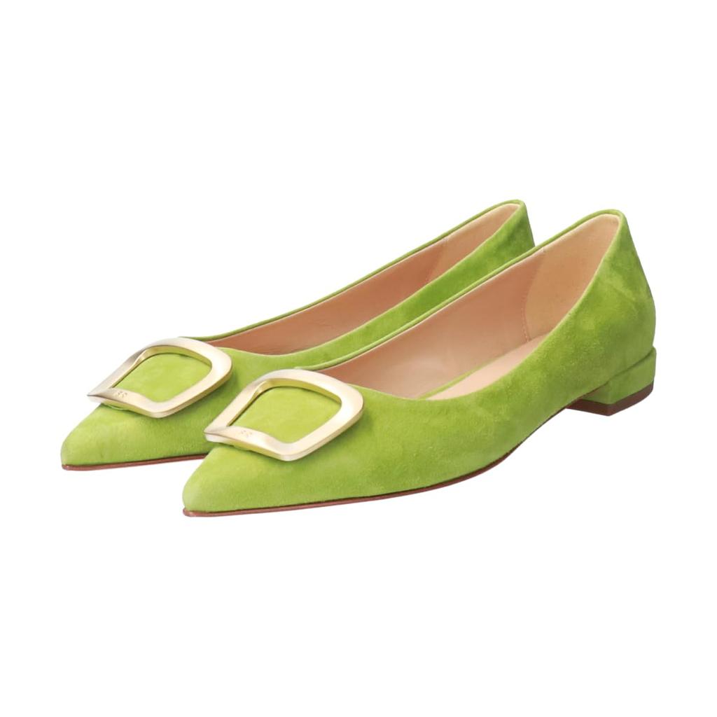Fabio Rusconi Women's Low-Heel Buckle Pumps, Green Suede, Size 22.5cm, F01008