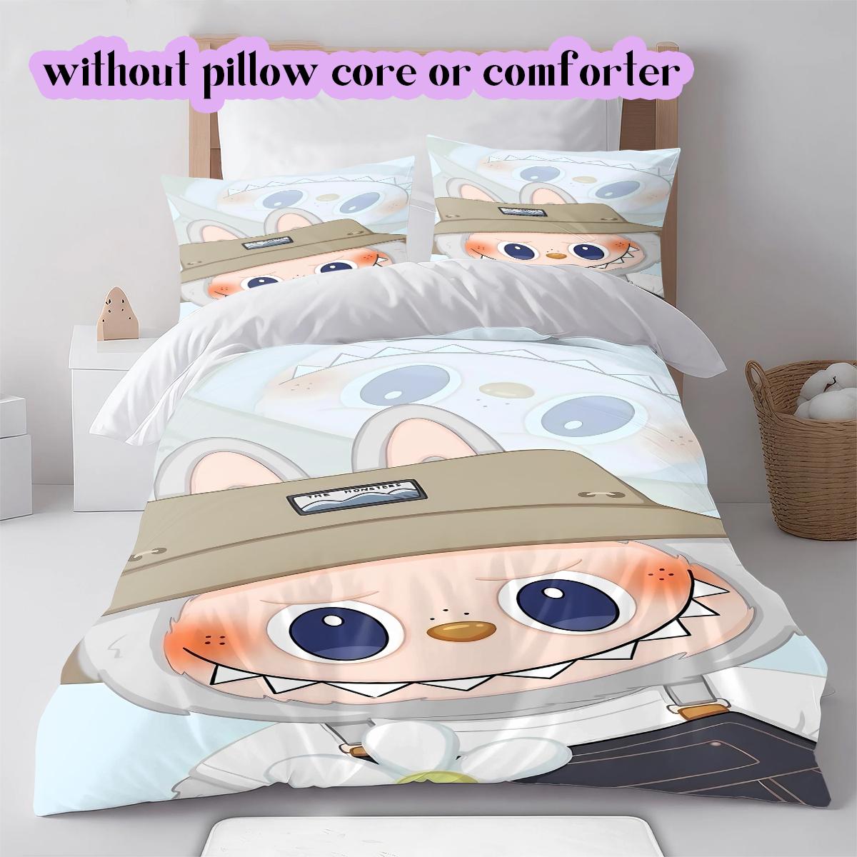 

Labubu and Scooby DooPattern Bedding Quilt Set Quilt Cover Pillowcase Home Decoration Birthday Gift (1 * duvet cover + 2 * pillowcase, without core) 135x200cm