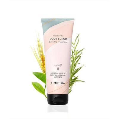 Kimirica Exfoliating Body Scrub for Tan Removal & Soft-Smooth Skin |Unisex | De-Tan Bathing Scrub with Rice Powder | 180gm