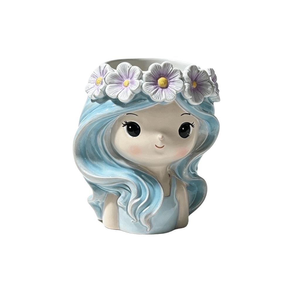 Resin Girl Shape Planter Decoration Fairy Flowerpot Desk Ornaments Flower Pot Indoor