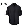 Formal Men Shirt Summer Stand Collar Ice Silk Solid Color Pleated Loose Fit Everyday Top Cardigan Half Sleeves Mid Length Casual Business Mature