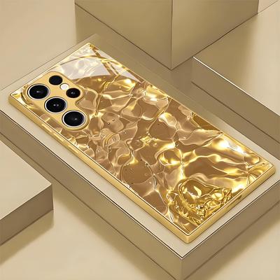 Galwanizowana złota osłona na telefon do Samsung Galaxy S26 S25 S24 S23 S22 Ultra Plus, wykonana ze szkła hartowanego ze złotym wzorem.