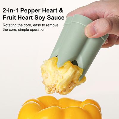 Pepper Corer 2 In 1 Bell Pepper Core Remover Kitchen Utensil Twist And Pull Seeds Remover for Vegetables Fruits