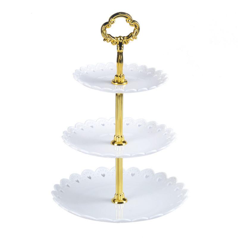 European Tray Holiday Party Three-layer Fruit Plate Dessert Candy Dish Cake Stand Self-help Display Home Table Decoration Trays