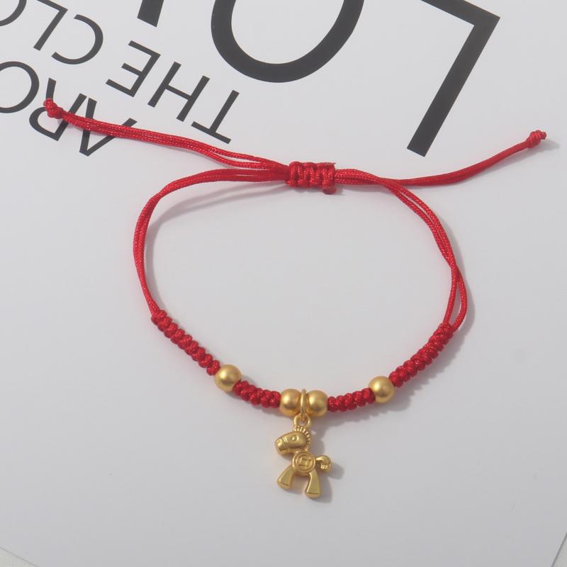 2026 Horse Year Lucky Red Rope Bracelet Chinese Style Zodiac Horse Braided Bracelet Women Fashion Jewelry