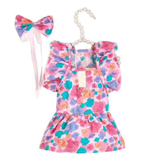 

Платье для питомца с рукавами-крылышками, очаровательное, ветрозащитное, дышащее, хорошая пластичность, цветочный принт, защита S разноцветный