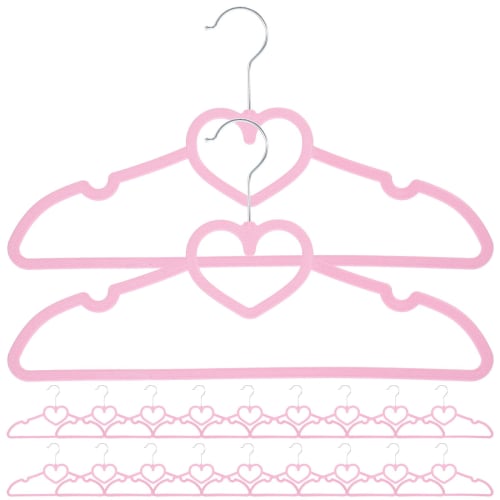 Ledmomo 20-Piece Pink Heart-Shaped Clothes Hangers, 40cm, Non-Slip, Slim, Shape-Retaining, for Laundry and Drying