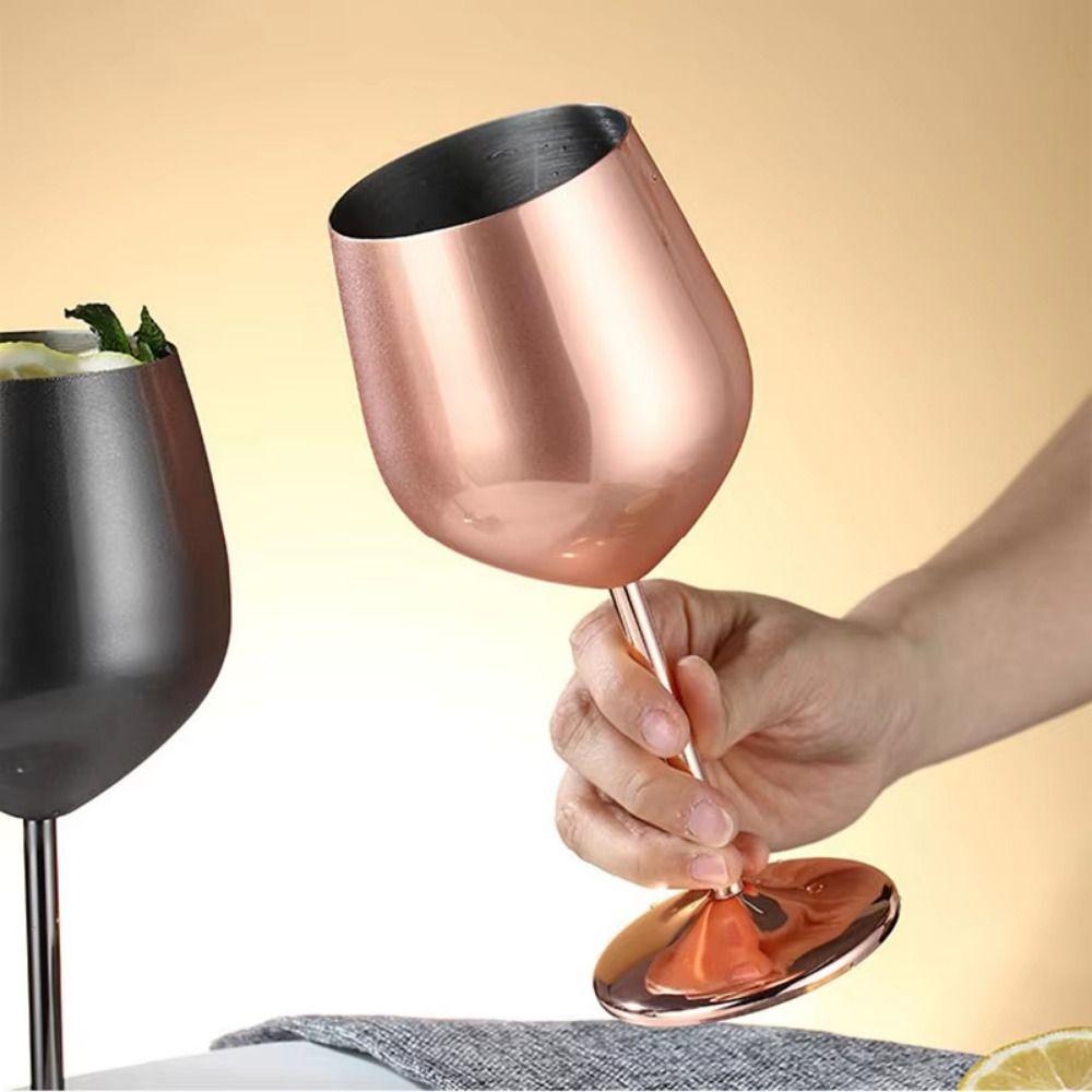 Retro Stainless Steel Goblet Creative Tall Glass Wineglasses Metal Wine Glass  Water Bottle