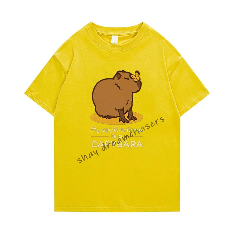 

Capybara Симпатичная футболка Оверсайз Мода Унисекс Футболка Каваи Хлопок Уличная одежда Лето Удобные Мультяшные Топы Женщины Мужчины Дизайнерская одежда