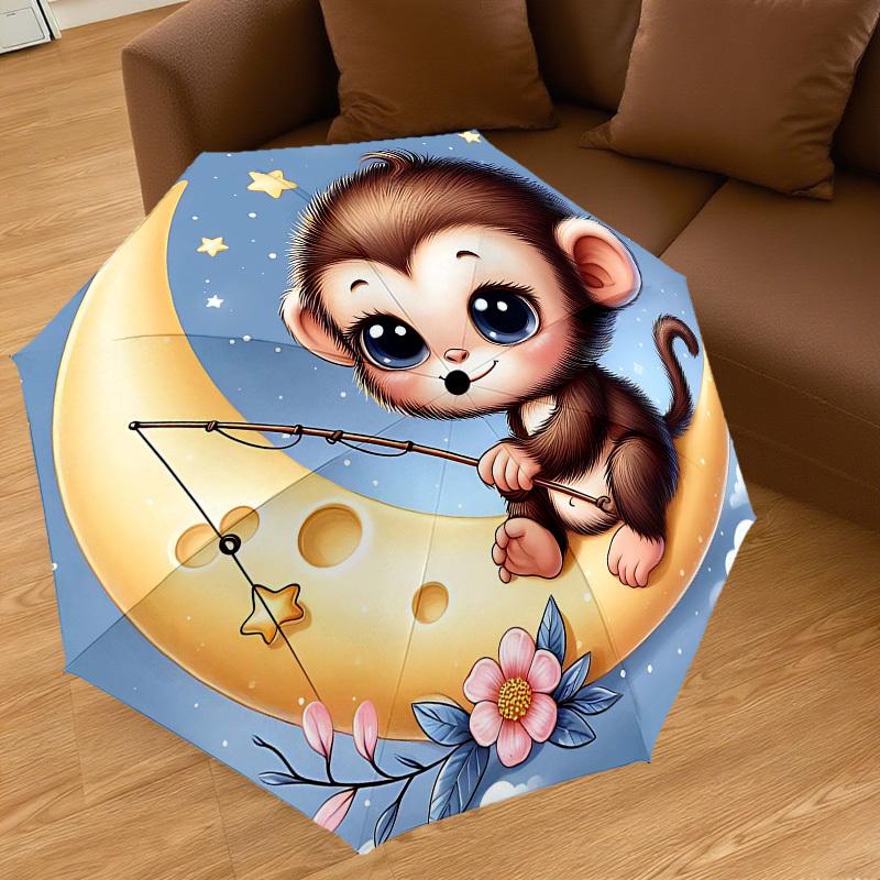 1PC Monkey Star Umbrella-8-Rib Reinforced Portable Folding Travel Suitable for All Seasons Outdoor Daily Use Is an Ideal Choice -F378