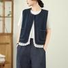 Women's Plus Size Lace Denim Vest - Lightweight, Fashionable, Slimming Short Jacket