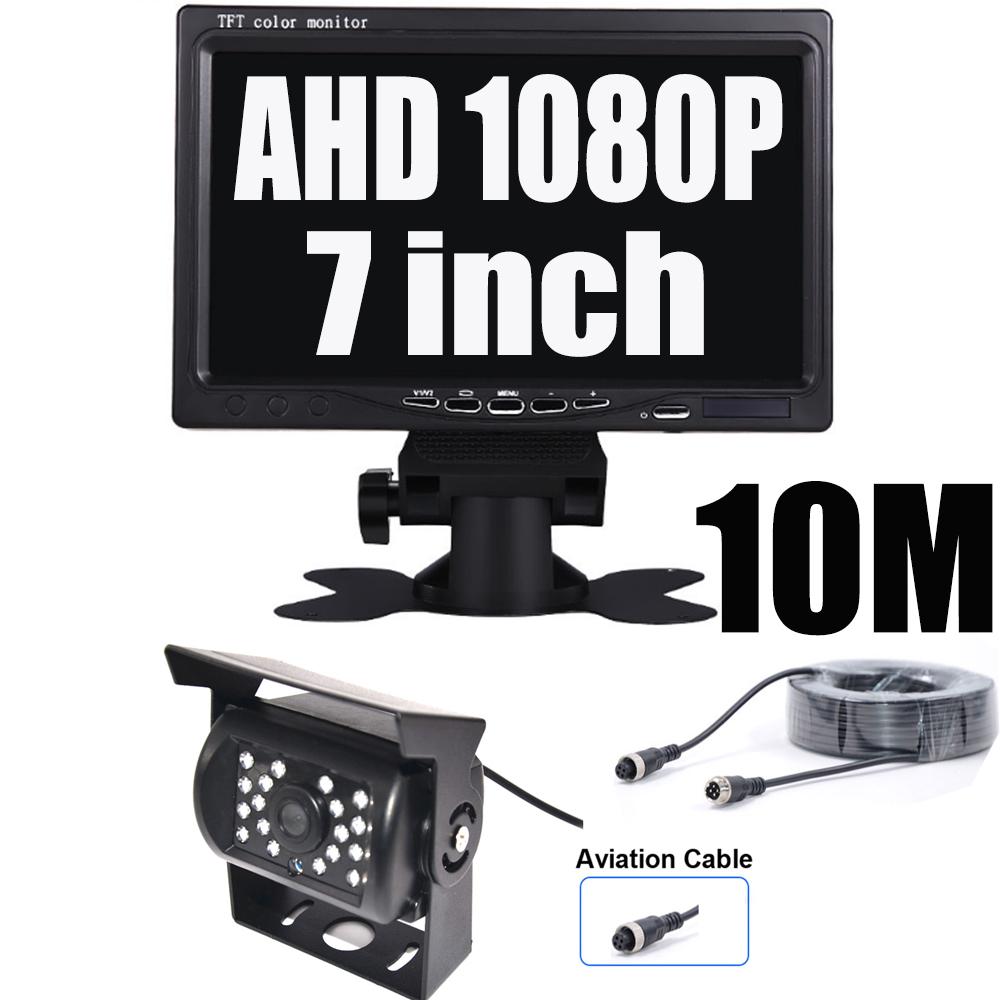 2-in-1 Car Rearview Mirror with 1080P AHD Rear Camera & 7" TFT LCD Display – 170° Wide Angle Backup System, 1024x600 Resolution